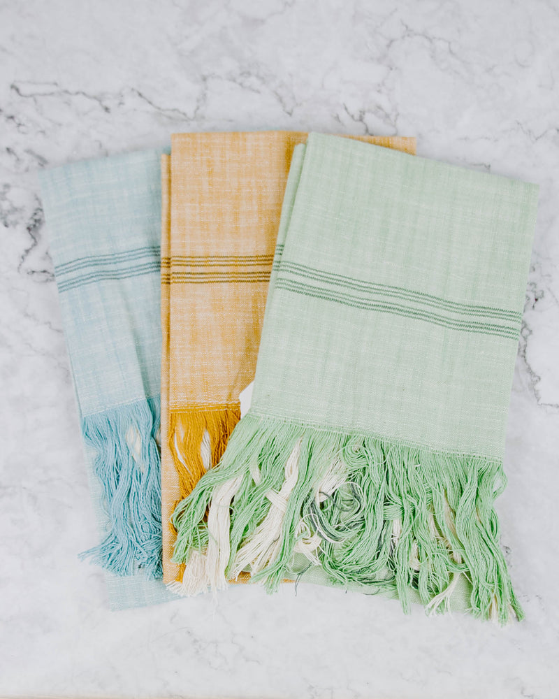 Green, Blue & Mustard Tea Towel Set