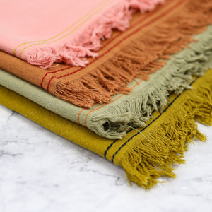 Woven Cotton Tea Towel with Fringe