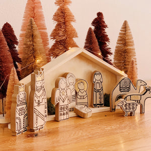 Wooden Nativity Scene