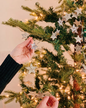 Glitter Silver Star Garland